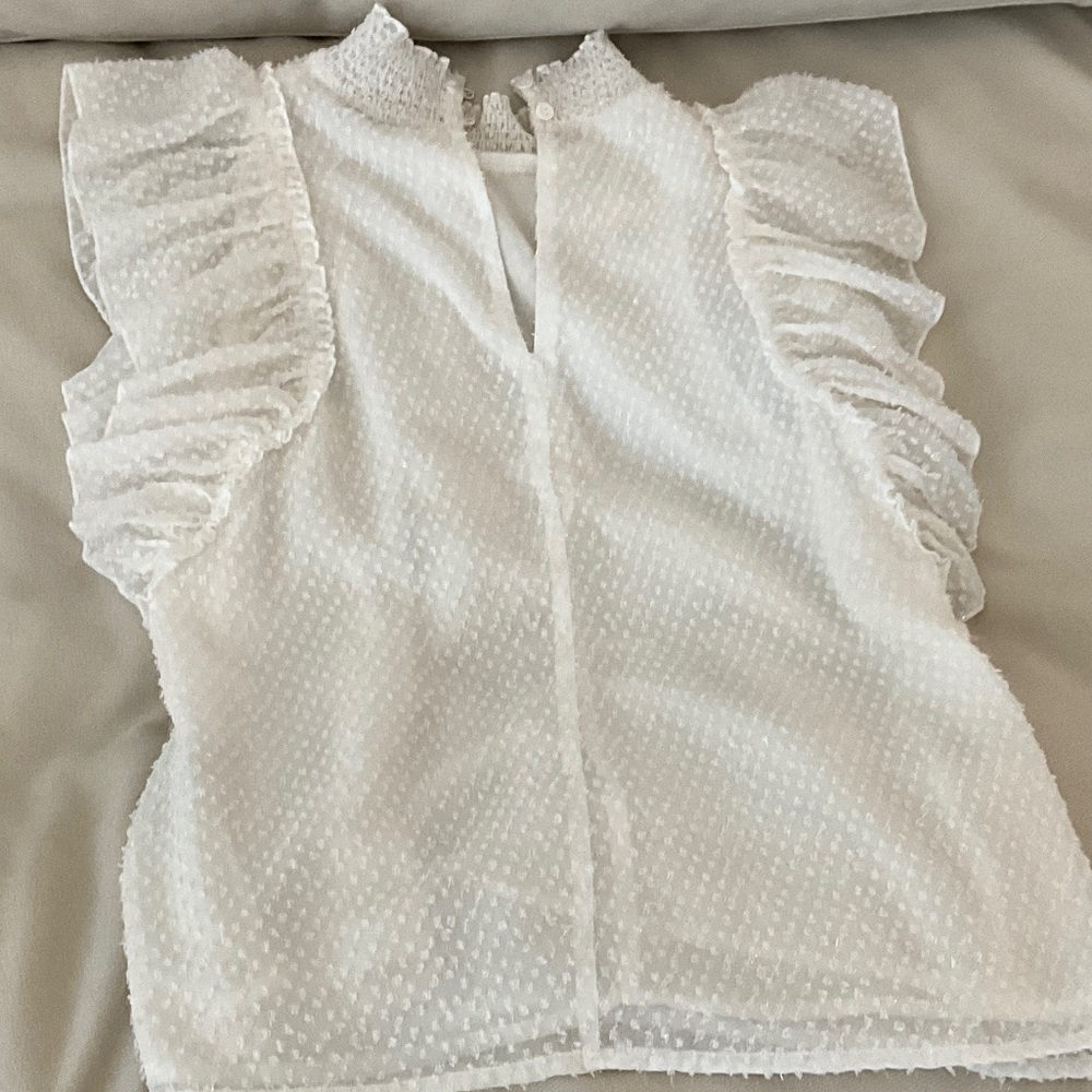 Endless Rose White Textured Ruffle Blouse